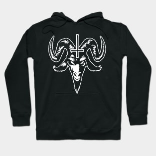 Satanic Goat Head with Cross (white) Hoodie